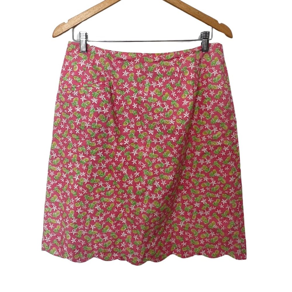 LILLY PULITZER Skirt Pink Pineapple VINTAGE White Label Size 10